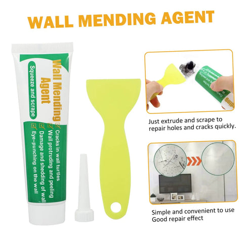 Wall Repair Paste Set With Self Adhesive Mending Cream, Scraper and Spout for Quick Crack Fix, indoor and outdoor use