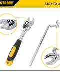 1/2 Inch Drive Crowfoot Wrench Set, 14 Piece Jumbo Flare Nut Tool Kit With Storage Tray, shown with ergonomic handle and attachments.