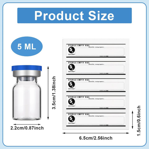 20 Pack Sealed Sterile 5ml Glass Vials With Self Healing Injection Port For Medical Lab And Home Use, Includes 20 Blue Label Stickers, Durable Seals, Leak Proof Design By Threlaco