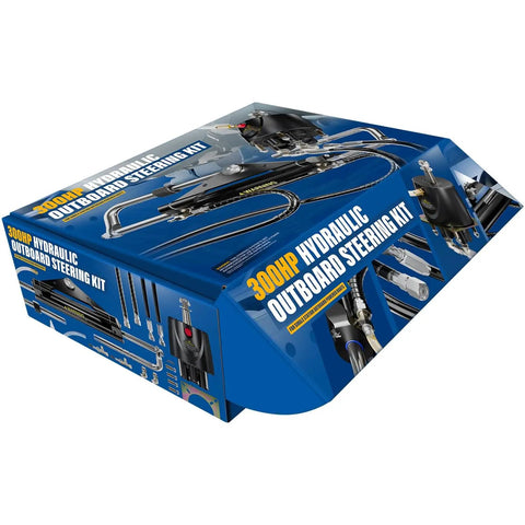 300HP Hydraulic Outboard Boat Steering Kit With Helm Pump And Cylinder, 2 X 26-Foot High-Strength PU Hoses, Complete Marine Steering System For Most Single Outboard-Powered Boats, Plug-And-Play Install For Easy Setup And Smooth Control