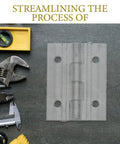 Clear Acrylic Door Hinges Set For Cabinets, Small Butt Hinges next to tools on a dark surface