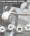 Non Slip Rubber Motorcycle Hand Grips For Seven Eighths Inch 22mm And 24mm Bars Open End Vintage Thruster Style installed on handlebar