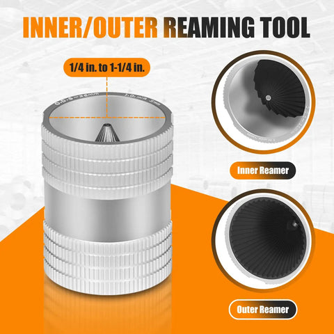 Heavy Duty Inner Outer Reaming Tool 1/4 To 1-1/4 Inch Reamer Deburr Bevel with 45 Edges for Aluminum Copper Steel Pipes