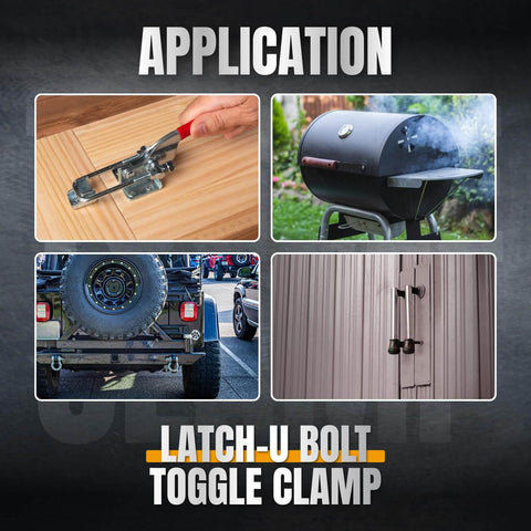Applications of Beefy Toggle Clamp With 2000 Lbs Holding Power, Adjustable U Bolt Latch 40341 for woodworking, smokers, and automotive uses.