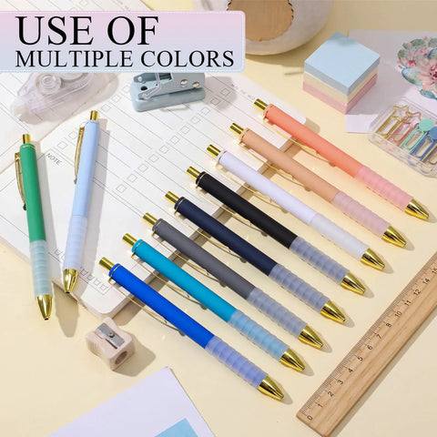 Bulk 100 Pack Ballpoint Pens With Comfy Grip 1.0mm Medium Point Retractable Black Ink Colorful Pens on desk