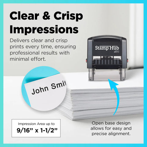 Image of Self Inking Personalized Name Stamp For Office Use With Custom One Line Text Dope Ink Color Swaps Bold Text Option