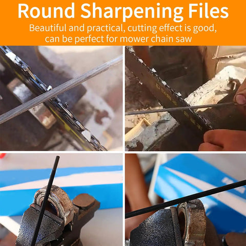 12 Pack Five Thirty Second Inch Chainsaw File Set With Four Millimeter Round Sharpening Files used on chains and tools