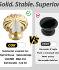 Comparison of five pack brushed gold cabinet knobs with floral pumpkin style drawer pulls and a black knob