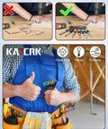Person holding 6-Pc Aluminum 1/4 Inch Hex Shank Screwdriver Bits Holder Kit With Quick Change Extension Bar, in workshop setting.