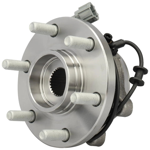 Front view of Beefy Front Wheel Bearing And Hub Assembly With Abs For Nissan Frontier Xterra Pathfinder And Suzuki Equator 4X4 6 Lug