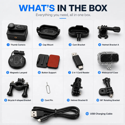 4K Mini Body Camera With 6 Axis Stabilization 128GB Built In Memory Waterproof Wearable Action Cam accessories overview