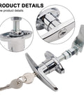 Durable Zinc Alloy T Handle Lock With Keys For Truck Cap Camper Shell And Garage Doors Keeps Your Gear Locked Up With This Multi Purpose Secure Latch Kit In Silver Finish For Quick Easy Install Hardware close-up
