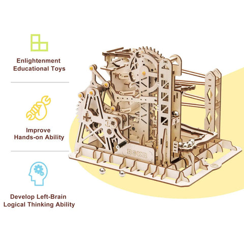 Marble Run 3D Wooden Puzzle Kit For Adults Hands On Brain Teaser And DIY Model Build Fortress Edition Educational STEM Craft For Grownups Portable Display Ready Complex Mechanisms Educational Toy For Adults, wooden marble run with gears
