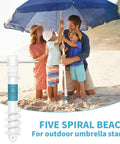 Family using Universal Beach Umbrella Sand Anchor With 5 Spiral Screw Design And Removable Stainless Steel Handle on beach