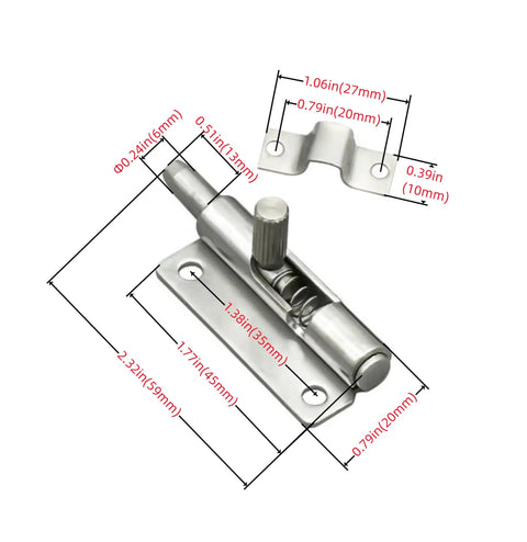 Hella Durable 304 Stainless Steel Spring Loaded Latches For Cabinet Doors With Telescopic Gun Hinge Hardware dimensions and details.
