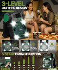Dual Panel Solar Powered Fan With LED Light USB C Rechargeable 22000mAh Portable Camping Fan with timing functions and low noise.