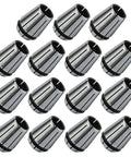 Super Cool 15 Piece ER25 Collet Chuck Set With High Precision Spring Steel Tool Holder For CNC Milling Lathe And Engraving Featuring Self Release Design And Grip Range From 2mm To 16 Mm showing 15 collets arranged in a grid.