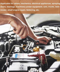 Person using a wrench on a vehicle engine illustrating the use of 1.5mm By 6mm Slotted Roll Pin Set, 20 Pack, 304 Stainless Steel Spring Dowel Pins, Silver, Durable And Easy Fit For Home Machines And DIY Projects, Smooth Finish And High Strength Fasteners For Reliable Joining