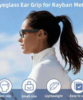 Anti Slip Eyeglass Ear Grips And Silicone Ear Cushions For Ray Ban Meta Wayfarer Skyler Headliner Gen 2 Smart Glasses in use