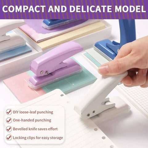 Single Hole Punch For Crafts And Scrapbooks With 40 Sheets Punch Capacity Non Slip Removable Base Small Hole Puncher in use