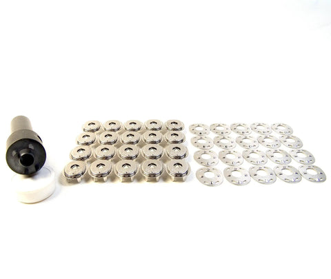 Top Shelf Lift The Dot Fastener Socket And Clinch Plate Set Comes With A Heavy Duty Hand Held Punch Tool For Marine Grade Nickel Brass Hardware.