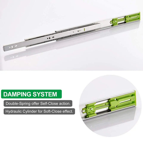 Soft Close Heavy Duty Drawer Slides 18 Inch 6 Pairs Side Mount Metal Ball Bearing Full Extension Rails 110 Lb Load Capacity