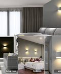 Modern Led Wall Sconce Set Of 2 Up And Down Lighting 2700K Warm White Indoor Gypsum Lampshade in living room and bedroom