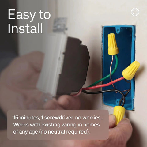 Buttery Smooth LED Dimmer Switch With Sleek Paddle Design For Single Pole And Three Way Installations showing easy installation process with color-coded wires.