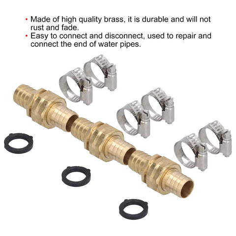 Arythia 3 Pack Solid Brass Garden Hose End Repair Kit with Male Female Connectors For 5/8 Inch And 3/4 Inch Tubing, Leak Proof Fittings To Fix Cracked Hoses Fast No Messy Glue Needed Save Cash Today brass hose repair fittings with clamps and seals