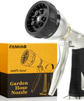 Heavy Duty Garden Hose Nozzle With All Metal Die Cast Zinc Alloy Build, 8 Adjustable Spray Patterns, High Pressure Sprayer