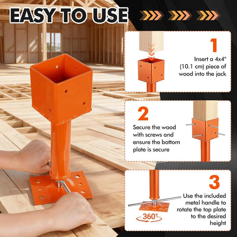 Heavy Duty Screw Jack Posts Level Floors Like A Boss With Rock Solid 24000 Lb Capacity Adjustable 4X4 House Foundation Supports in use.