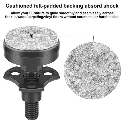 Cushioned felt pad on 8 Piece Adjustable Leveling Feet For Furniture Legs Table And Chair Levelers With T Nut Set