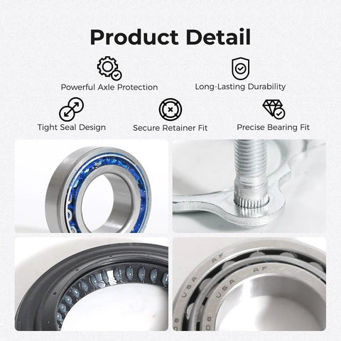 Beefed Up Rear Axle Bearing With Seal And Retainer Kit for Jeep Wrangler JK JKU 2007-2017 showing sealed bearing fit