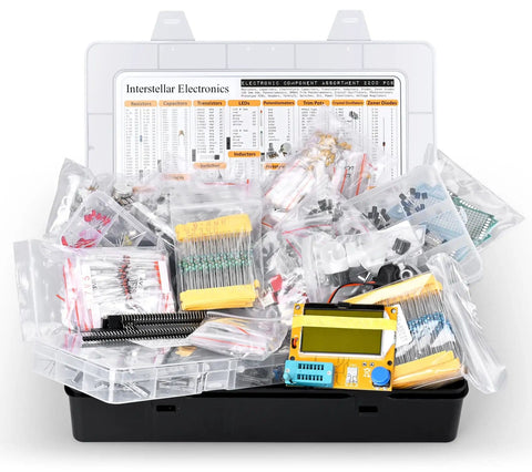 Massive 2200 Piece Electronic Component Kit With Resistors Capacitors Inductors Diodes Transistors LEDs ICs PCBs LCR Tester LCR T4