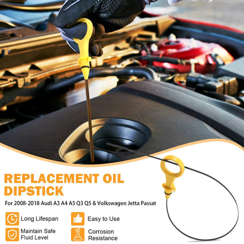 Engine Oil Dipstick Replacement For 2009 2017 Audi A4 A5 Quattro 2011 2015 Q5 2012 2016 Q3 2008 2013 A3 And VW Jetta Passat 2 0T Plug And Play Direct OEM Replacement Fits Exactly Replaces 06J115611F And 06H115611E in car engine