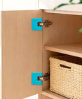Magnetic Door Hinge Jig For Accurate Mortise And Hinge Cuts on wooden cabinet door, showing precise hinge alignment with magnetic base.