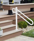 Heavy Duty Iron Wall Mounted Handrail And Outdoor Stair Railing Featuring Reinforced Frame And Non Slip Grip on steps.