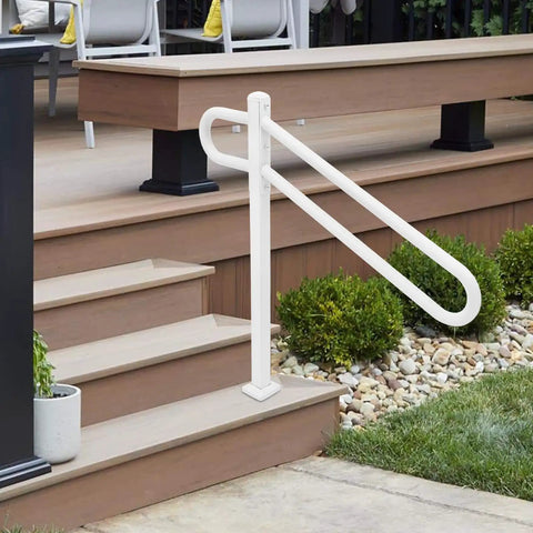 Heavy Duty Iron Wall Mounted Handrail And Outdoor Stair Railing Featuring Reinforced Frame And Non Slip Grip on steps.