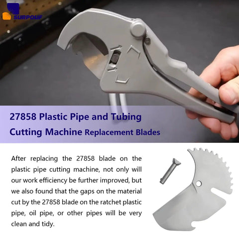 Replace Blade For Plastic Pipe And Tubing Cutter 1/8 Inch To 1-5/8 Inch Two Pack Pro Grade For Quick Swaps shown with cutter