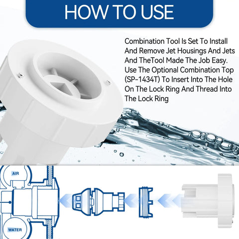 Pro Grade Spa Jet Wrench Tool for Pool and Hot Tub Nozzles SP1434T installation diagram with detailed instructions