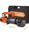 1350W Electric Hydraulic Rebar Cutter Cuts Up To 7/8 Inch #7 Steel Bar In Seconds With Rapid Blade Action For Heavy Duty Concrete Construction Projects Featuring Pure Copper Motor And Fast Cutting Speed - Close-up view with measurements.