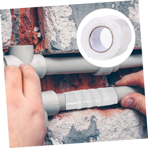 Applying 4 Pack Waterproof Patch Seal Tape Rubberized Duct Tape Heavy Duty Repair For Home Leaks And Water Sealing on pipes.