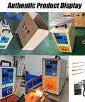 Heavy Duty 15KW High Frequency Induction Heater Furnace Built Like A Tank Water Cooled Forge, controls and heating elements on display.