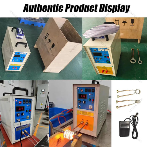 Heavy Duty 15KW High Frequency Induction Heater Furnace Built Like A Tank Water Cooled Forge, controls and heating elements on display.