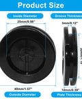 15Pcs Black Rubber Grommets For Wiring 1 Inch Inner Diameter And 30mm Drill Hole, side and front view with size dimensions.