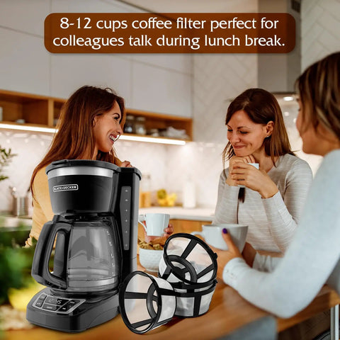 Four Pack Reusable Coffee Filters With Handle For Eight To Twelve Cup Mr Coffee And Black Decker Coffee Makers Eco Friendly