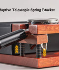 Killer Solid Wood Coffee Tamping Station And Knock Box Organizer features adaptive telescopic spring bracket and sleek design.