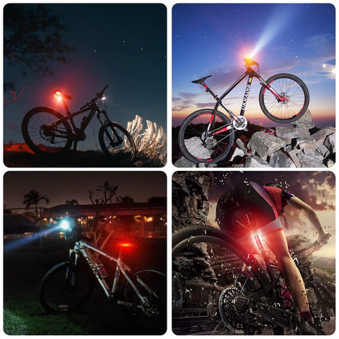 Ridiculously Bright 10000 Lumen Bike Light With 8 LEDs Five Modes USB Rechargeable Headlight mounted on bikes at night