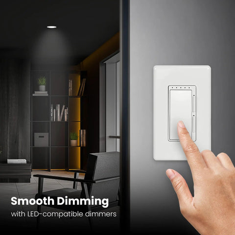 Hand adjusting dimmer switch with smooth lighting in living room, compatible with R20 LED Light Bulb 45W Equivalent Dimmable Daylight