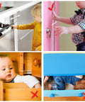 Tot Smart Baby Proofing Cabinet Locks And Tough As Nails Child Safety Drawer Latches For Kitchen Fridges Doors With Strong Grip Adhesive Straps Easy Peasy Install 10 Piece Kit in use by toddlers.